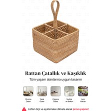 Naturel Home Bohem Kare Rattan Çatallık ve Kaşıklık, Iskandinav, Modern