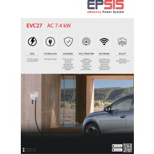 Epsis 7.4 Kw Elektrikli Araç Şarj Istasyonu Type2 Kablolu