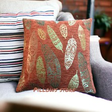 Pillows Store Yaprak Desenli Kiremit Kırlent Kılıfı 45CM*45CM
