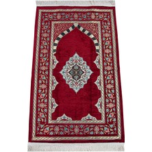 İhvan Online Bordo Çiçek Motifli Mihraplı Astarlı Şönil Seccade