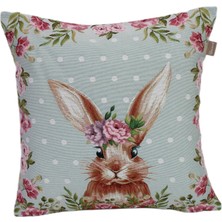 Easter Blue Goblen Kırlent 45*45 Mavi
