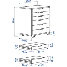 IKEA Keson, Çalışma Dolabı 67X66 Cm, Turkuaz-Gri Tekerlekli Ofis Dolabı