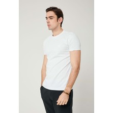 Coonless Sıfır Yaka Bisiklet Yaka Petek Dokulu Erkek Tshirt