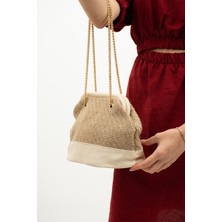 Valu Accessorize Vor Hasır Zincir Askılı Krem Kadın Omuz Çantası