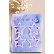 Cinderella 4'lü Simli Açık Pembe Yıldız Çıt Çıt Toka Seti - Yıldızlı Çıtçıt Toka - Y2K Star Yıldız Çıtçıtlı Toka