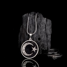 Takı925 Ayyıldız Kelime-I Tevhid Hz Süleyman Mühri Çift Taraflı Madalyon Kolye