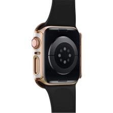 Megafox Teknoloji Beyaz Apple Watch 45 mm Uyumlu Kasa Koruyucu Renkli Şerit Tasarımlı Sert Pc 360 Koruyucu Gard