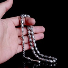 Tesbih Sepetim 925 Ayar Tamamı Gümüş Desen Motifli Büyük Boy Tesbih