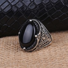 Takı925 925 Ayar Gümüş Oval Onix Taşlı Erkek Yüzük