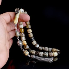 Tesbih Sepetim 925 Ayar Gümüş Püsküllü Karışık Renk Kök Kaya Damla Kehribar Tesbih