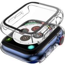 Megafox Teknoloji Renksiz Apple Watch 45 mm Uyumlu Kasa ve Ekran Koruyucu Sert Silikon Renkli 360 Sert Pc Gard