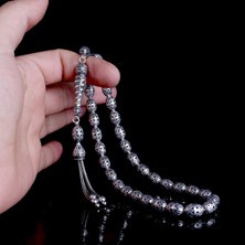 Tesbih Sepetim Tamamı 925 Ayar Gümüş Desen Motifli Büyük Boy Tesbih