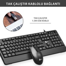 Lecoo Lenovo Lecoo CM106 USB Kablolu Türkçe Q Klavye & Mouse Set Siyah