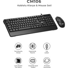 Lecoo Lenovo Lecoo CM106 USB Kablolu Türkçe Q Klavye & Mouse Set Siyah