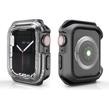 Megafox Teknoloji Füme Apple Watch 40 mm Uyumlu Kasa Koruyucu Sert Pc + Silikon Koruyucu 360 Protective Spor Tasarım Gard