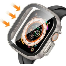 Megafox Teknoloji Gri Apple Watch Ultra 49 mm Uyumlu Sert Plastik Çizmeyen Pc Protective Ekran ve Kasa Koruyucu Gard