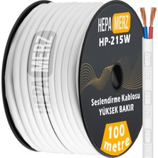 Hepa Merz Hp-215WH Tam Bakır 2x1.5 mm Hoparlör Ses Kablosu 100 Mt (Beyaz)