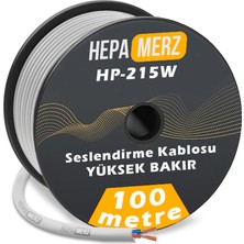 Hepa Merz Hp-215WH Tam Bakır 2x1.5 mm Hoparlör Ses Kablosu 100 Mt (Beyaz)