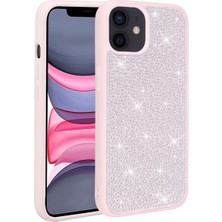 Megafox Teknoloji Apple iPhone 11 Uyumlu Kılıf Parlak Taşlı Tasarım Ston Kapak, Pembe