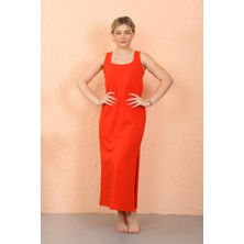 Akbeniz Kadın Kalın Askılı Yırtmaçlı Uzun Kırmızı Gecelik 90110