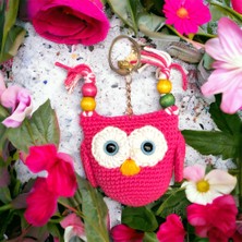 Paris Organik Pembe Baykuş Amigurumi Anahtarlık