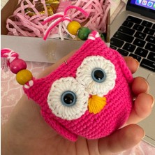 Paris Organik Pembe Baykuş Amigurumi Anahtarlık