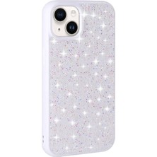 Megafox Teknoloji Apple iPhone 13 Uyumlu Kılıf Parlak Taşlı Tasarım Pırlanta Kapak, Beyaz