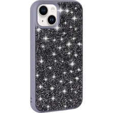 Megafox Teknoloji Apple iPhone 14 Uyumlu Kılıf Parlak Taşlı Tasarım Pırlanta Kapak, Gri