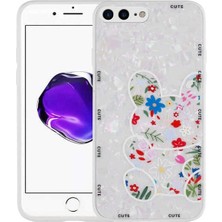 Megafox Teknoloji Apple iPhone 7 Plus Uyumlu Kılıf Desenli Sert Silikon Mumila Kapak, White Rabbit
