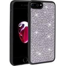 Megafox Teknoloji Apple iPhone 7 Plus Uyumlu Kılıf Parlak Taşlı Tasarım Ston Kapak, Siyah