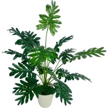 Nettenevime Yapay Ağaç Salon Bitkisi Syngonium 70 cm 18 Yaprak Beyaz Saksıda