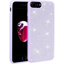 Megafox Teknoloji Apple iPhone 7 Plus Uyumlu Kılıf Parlak Taşlı Tasarım Ston Kapak, Lila