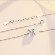 Stainless Tam Tur Zirkon Taşlı Çelik  Kolye