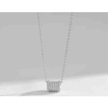 Stainless Tam Tur Zirkon Taşlı Çelik  Kolye