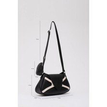 Fv Store Shaka Siyah/krem SHK96 Suni Deri Tek Bölmeli Cüzdanlı Kol ve Omuz Çantası U:18 E:32 G:8 cm