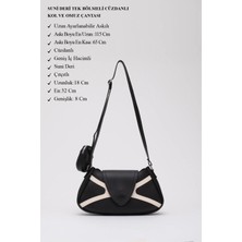 Fv Store Shaka Siyah/krem SHK96 Suni Deri Tek Bölmeli Cüzdanlı Kol ve Omuz Çantası U:18 E:32 G:8 cm