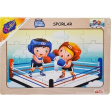 Esbu Ony-85-86-87-88 Ahşap Eğitici Puzzle Sporlar -Onyıl