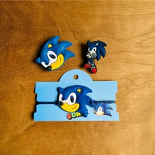 Birikiyedi Sonic 3 Lü Set Crocs Jibbitz Terlik Süsü ve Makrome Örgülü Ayarlamalı Çocuk Bilekliği