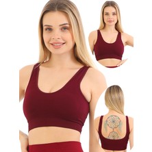 Ever Chic Yeni Sezon Ince Askılı Pedli Fitilli  Toparlayıcı Crop Büstiyer Kırmızı