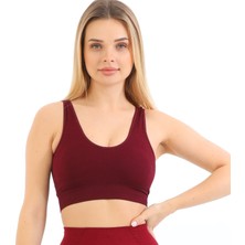 Ever Chic Yeni Sezon Ince Askılı Pedli Fitilli  Toparlayıcı Crop Büstiyer Kırmızı