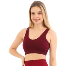 Ever Chic Yeni Sezon Ince Askılı Pedli Fitilli  Toparlayıcı Crop Büstiyer Kırmızı