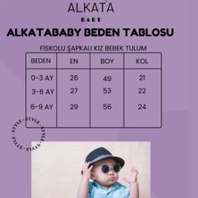 Alkata Baby Kız Bebek Uzun Kollu Dantelli Bebe Yaka Fiskolu 2'li Şapkalı Tulum