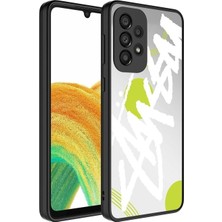 Megafox Teknoloji Samsung Galaxy A73 Uyumlu Kılıf Aynalı Desenli Kamera Korumalı Parlak Mirror Kapak, Yazı