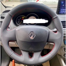 İmza Renault Fluence Araca Özel Direksiyon Kılıfı Boş Paket (Düz Nokta Kırmızı Dikişli)