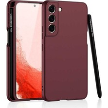 Megafox Teknoloji Samsung Galaxy S22 Uyumlu Kılıf Kalemli Kıpta Kapak, Mürdüm