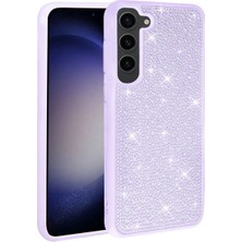 Megafox Teknoloji Samsung Galaxy S23 Plus Uyumlu Kılıf Parlak Taşlı Tasarım Ston Kapak, Lila