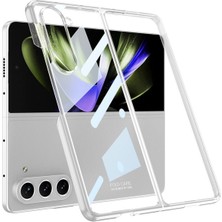 Megafox Teknoloji Samsung Galaxy Z Fold 5 Uyumlu Kılıf Full Camlı Kıpta Kapak, Renksiz