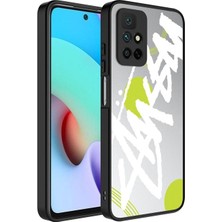 Megafox Teknoloji Xiaomi Redmi 10 Uyumlu Kılıf Aynalı Desenli Kamera Korumalı Parlak Mirror Kapak, Yazı