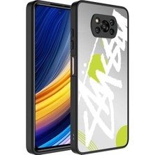 Megafox Teknoloji Xiaomi Poco X3 Uyumlu Kılıf Aynalı Desenli Kamera Korumalı Parlak Mirror Kapak, Yazı