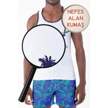 Miami Beach Dijital Baskılı Nefes Alan Clima Control Kumaş Erkek Askılı Plaj T-Shirt Atlet - Mb0387